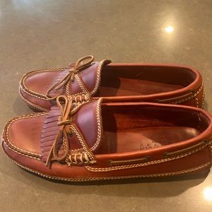 Light brown, lightly worn, Cole Haan, moccasin style loafers